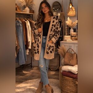 🐆 Pink Lily Leopard Print Open Front Cardigan | Cozy Boutique Style